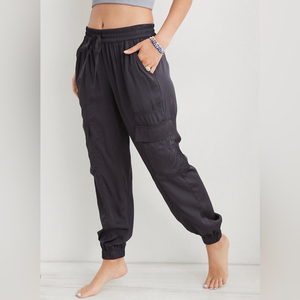 Aerie Satin Cargo Joggers